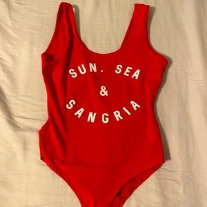 Bright red one piece